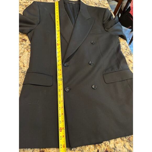 Canali Blazer 40L US (50L EU) Double Breasted Suit Jacket 100% Wool Black Italy - Picture 13 of 14